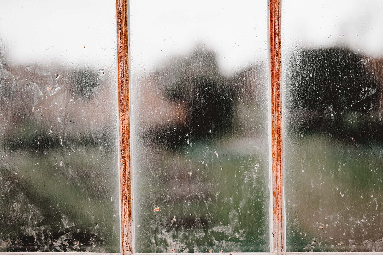 dirty water stained windows